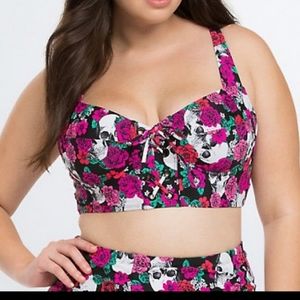 NWT Torrid Floral Skull Bikini Top
